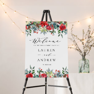 Watercolor Winter Blooms Floral Garlands Wedding Foam Board