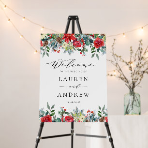 Watercolor Winter Blooms Floral Garlands Wedding Foam Board