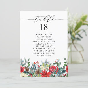 Watercolor Winter Blooms Floral Wedding Table Plan Invitation
