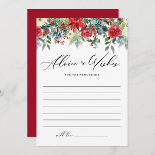Watercolor Winter Blooms Garland Wedding Advice Card