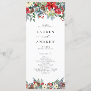 Watercolor Winter Blooms Garland Wedding Program