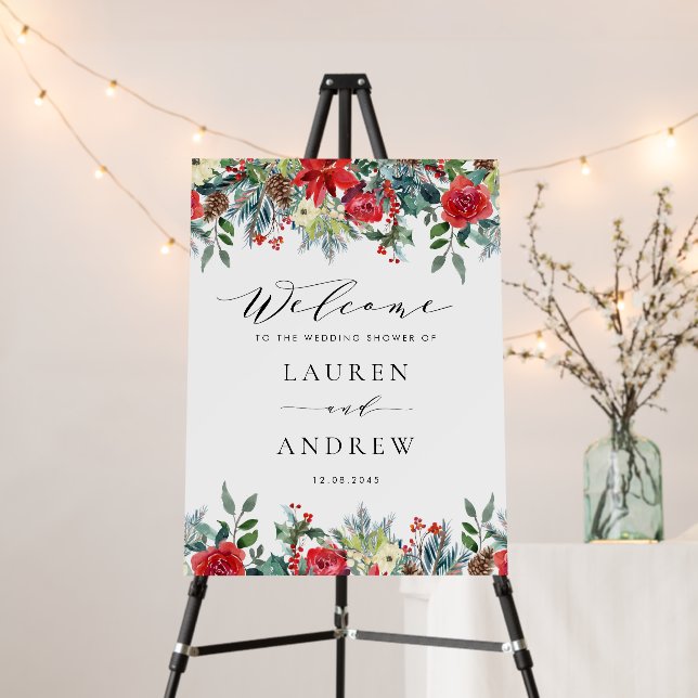 Watercolor Winter Blooms Garlands Wedding Shower Foam Board (In Situ (Stand))