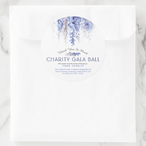 Watercolor winter blue evening charity gala event  classic round sticker