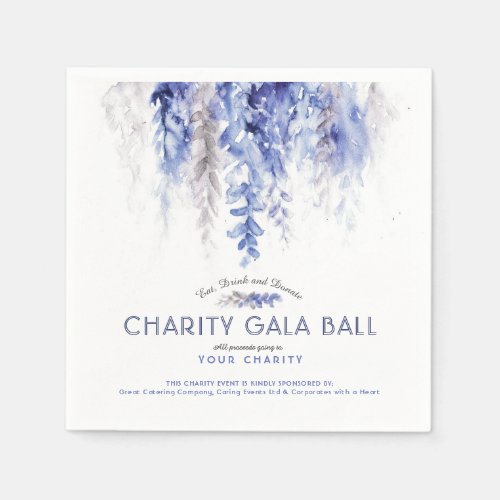 Watercolor winter blue evening charity gala event  napkins