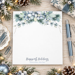 Watercolor Winter Boho Floral Personalized Notepad