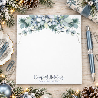 Watercolor Winter Boho Floral Personalized Notepad