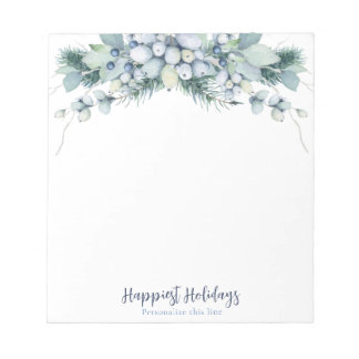 Watercolor Winter Boho Floral Personalized Notepad