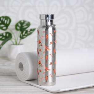 Watercolor Winter Cardinal Birds Water Bottle