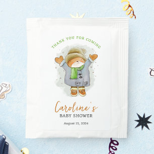 Watercolor Winter Cat Baby Shower Thank You Tea Bag Drink Mix