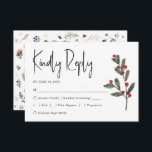 Watercolor Winter Christmas Foliage Wedding  RSVP Card<br><div class="desc">Festive Watercolor Winter Christmas Foliage Wedding RSVP Enclosure Card - design features a variety of botanical winter foliage framing an elegant RSVP template that is easy to customize.</div>
