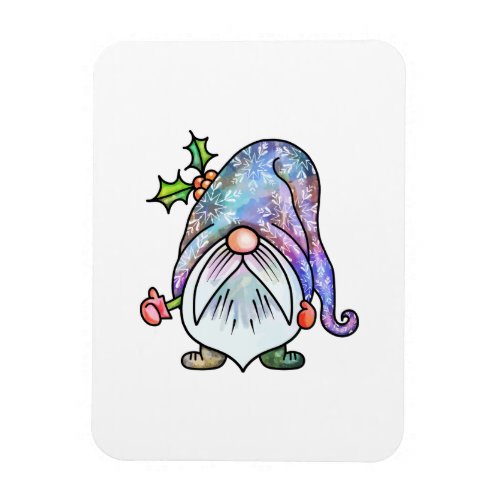 Watercolor Winter Christmas Garden Gnome Magnet