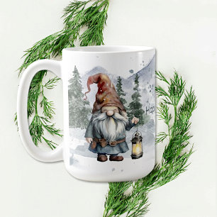 Watercolor Winter Christmas Gnome Coffee Mug