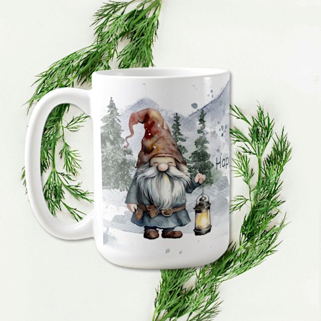Watercolor Winter Christmas Gnome Coffee Mug (Watercolor Winter Christmas Gnome Coffee Mug)