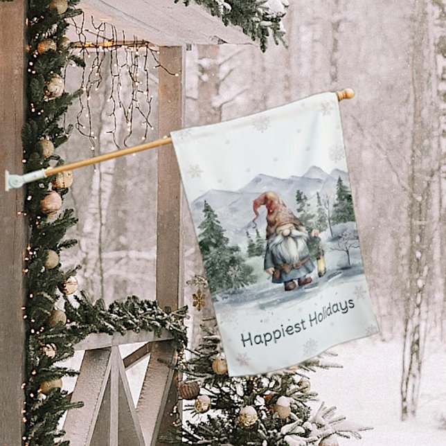 Watercolor Winter Christmas Gnome House Flag (Creator Uploaded)