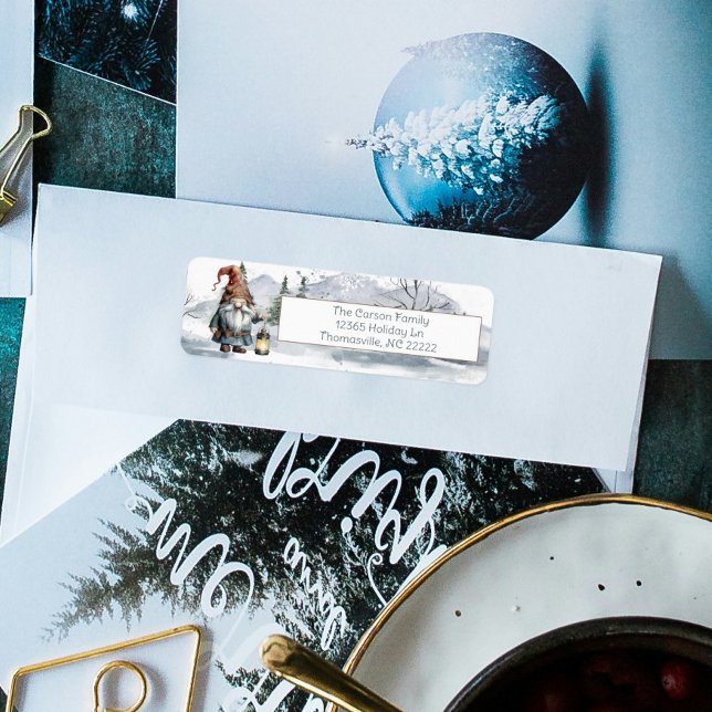 Watercolor Winter Christmas Gnome Personalized Label (Watercolor Winter Christmas Gnome Personalized Address Label)