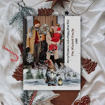 Watercolor Winter Christmas Gnome Photo