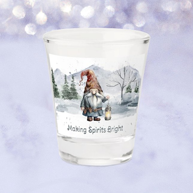 Watercolor Winter Christmas Gnome Shot Glass (Creator Uploaded)