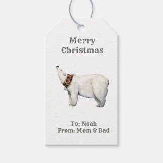 Watercolor winter christmas polar bear Gift Tag