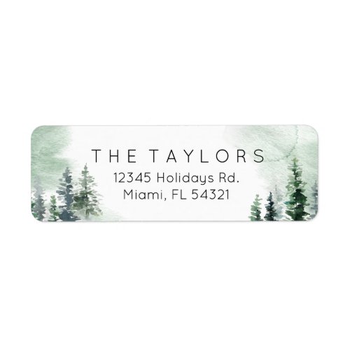 Watercolor Winter Christmas Tree Label