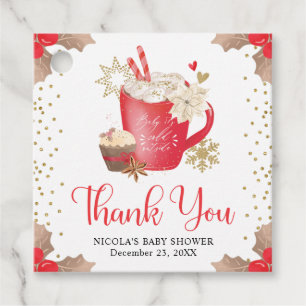 Watercolor Winter Cookies and Cocoa Baby Shower Favor Tags