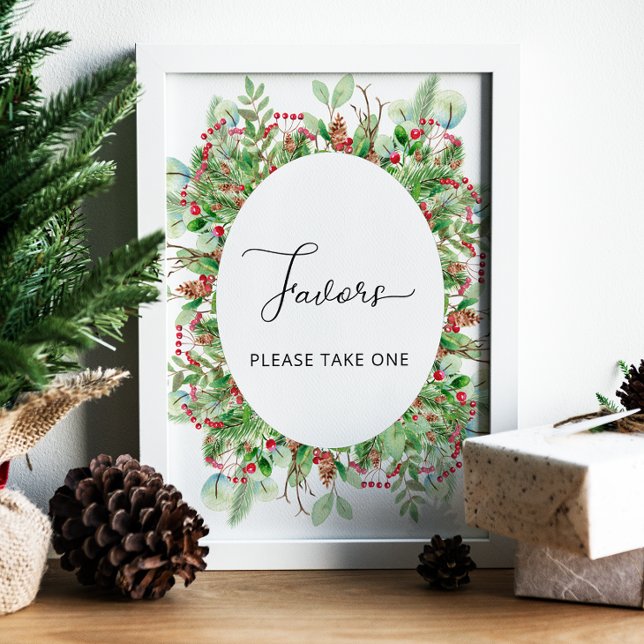 Watercolor winter evergreen Favors sing poster (Creator Uploaded)