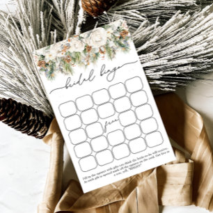 Watercolor Winter Floral Bridal Shower Bingo Game
