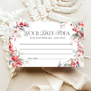 Watercolor Winter Floral Date Night Ideas Enclosure Card