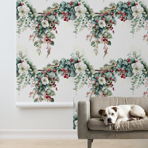 Watercolor Winter Floral Flower Christmas Wallpaper