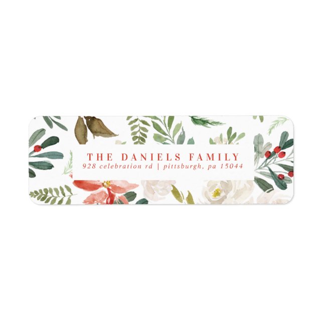 Watercolor Winter Floral Garland Label (Front)