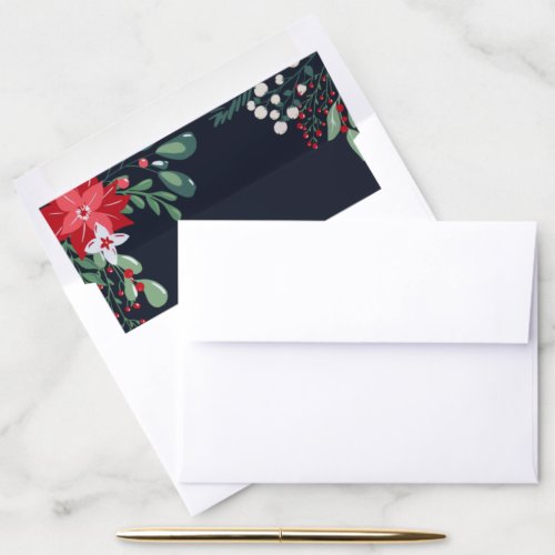 Watercolor Winter Florals Greenery and Berries  Envelope Liner