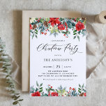 Watercolor Winter Flowers Christmas Party Invitation<br><div class="desc">Invite guests to your event with this customizable Christmas party invitation. It features watercolor garland of red poinsettia,  roses,  holly,  pincones,  and other botanical accents. Personalize by adding your details. This floral Christmas party invitation is available in a variety of cardstocks.</div>