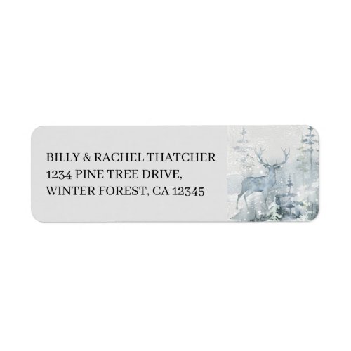 Watercolor Winter Forest and Stag Address Label