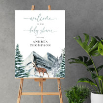 Watercolor Winter Forest Baby Shower Deer Welcome Foam Board