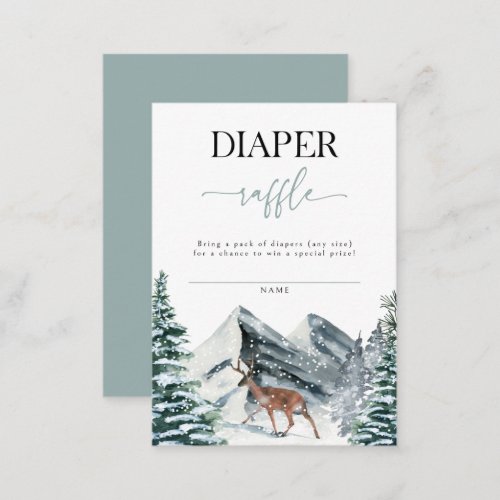 Watercolor Winter Forest Diaper Raffle Baby Shower Enclosure Card