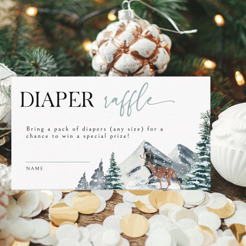 Watercolor Winter Forest Diaper Raffle Baby Shower Enclosure Card