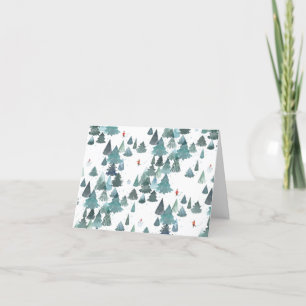Watercolor Winter Forest Folded Holiday Card