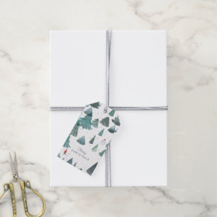 Watercolor Winter Forest Holiday Gift Tags