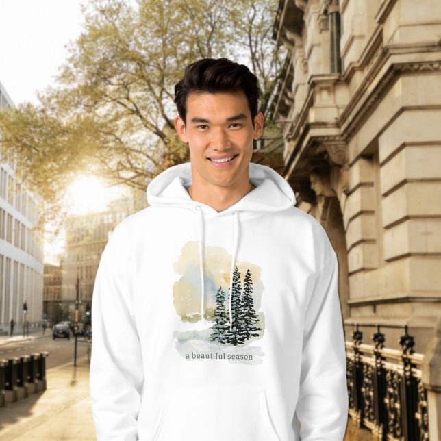 Watercolor Winter Forest Hoodie | Unisex Evergreen (Creator Uploaded)