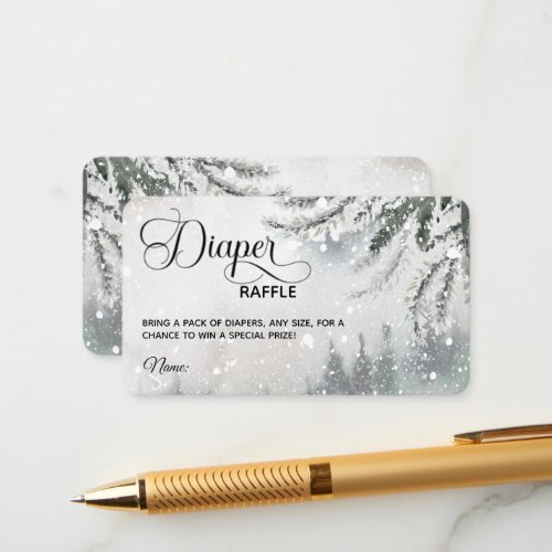 Watercolor winter forest modern baby shower diaper enclosure card