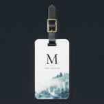 Watercolor Winter Forest Monogram Luggage Tag<br><div class="desc">Modern and classic luggage tag featuring watercolor illustration of a blue winter forest. Personalize by adding initials,  name and address. This will be perfect as a personalized gift.</div>