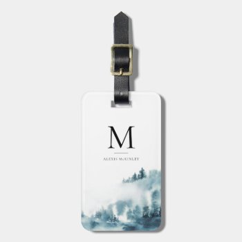 Watercolor Winter Forest Monogram Luggage Tag by misstallulah at Zazzle