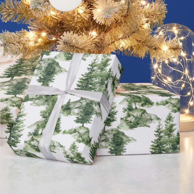Watercolor Winter Forest Pattern Wrapping Paper (Holidays)
