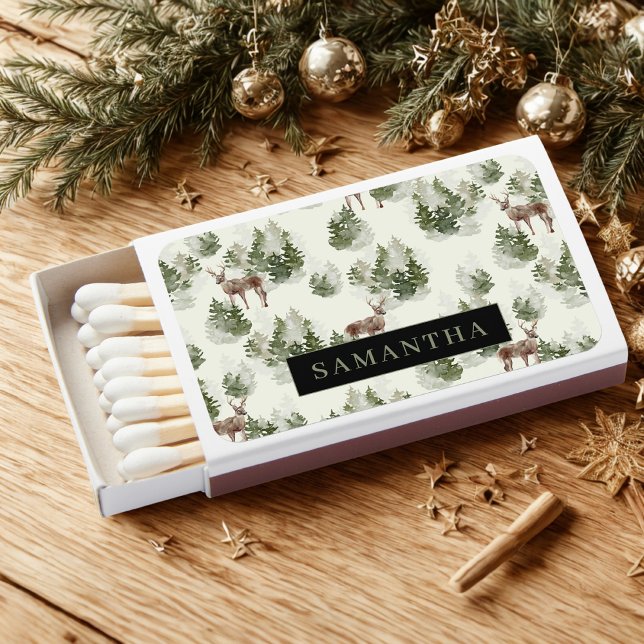 Watercolor Winter Forest Seamless Pattern Matchboxes (Creator Uploaded)