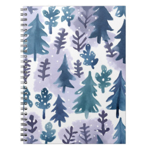 Watercolor Winter Forest Seamless Pattern Notebook