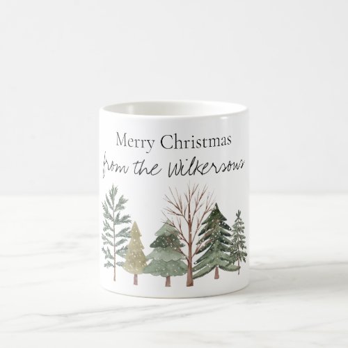 Watercolor Winter Forest Simple Trees Coffee Mug