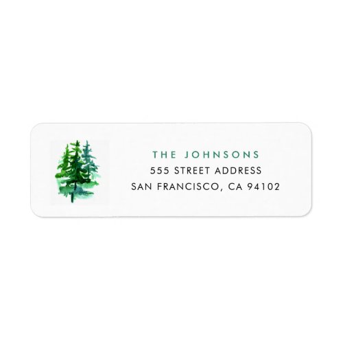 Watercolor Winter Forest Tree Christmas Label