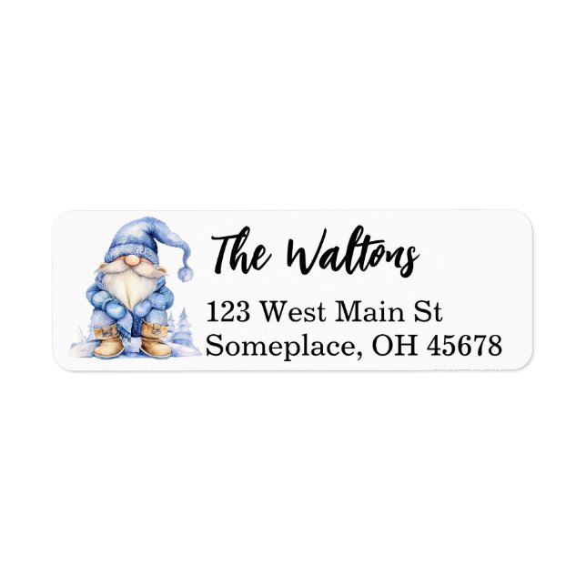 Watercolor Winter Gnome Label (Front)