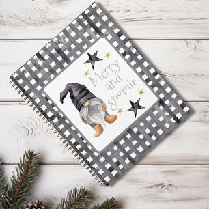 Watercolor Winter Gnome on Buffalo check Christmas Planner