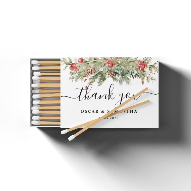 Watercolor Winter Green Pine Tree  & Pine Cone Matchboxes (Creator Uploaded)