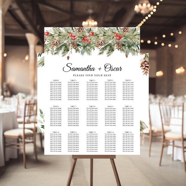 Watercolor Winter Green Pine Tree  & Pine Cone Pos Poster (Creator Uploaded)